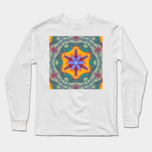 Psychedelic Hippie Orange Blue and Teal Long Sleeve T-Shirt